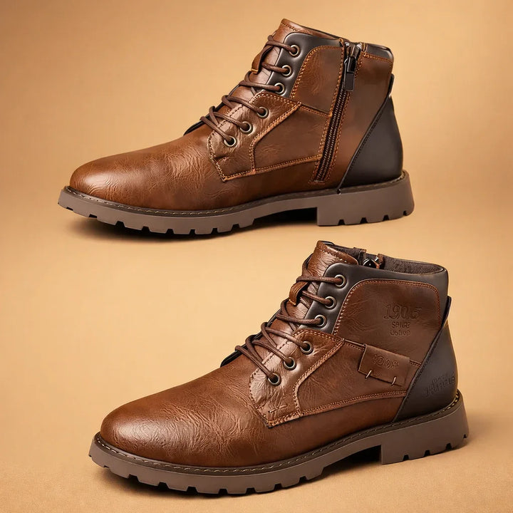 Stylish men's dress boots with a sleek side zipper for a polished, modern look. Great for formal or casual.