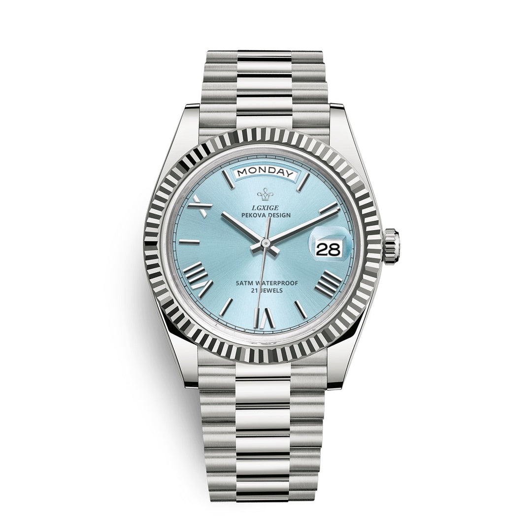 Robust men's watch designed for durability, featuring a day/date function.