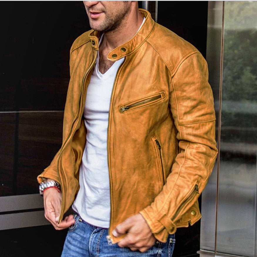 Stylish men's all-season waterproof jacket, ideal for versatile fashion & protection. Elegant outerwear for any weather.