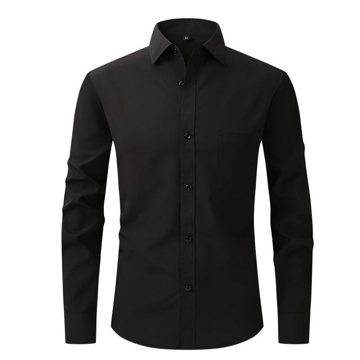 Refined white men's business shirt, button-down, perfect for a polished office look.