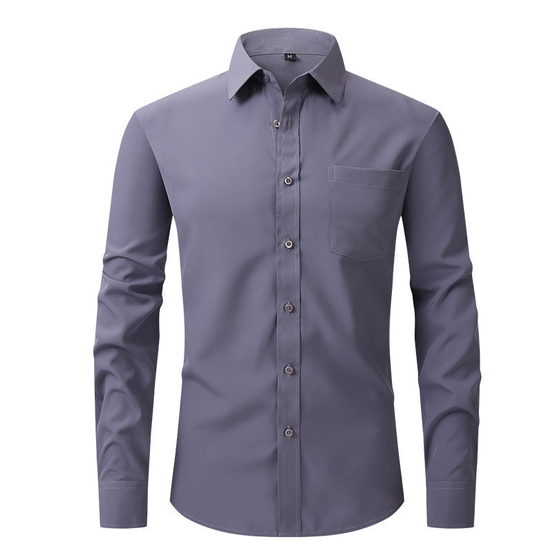 Men's formal white dress shirt, long sleeve, offering a sharp and professional appearance.