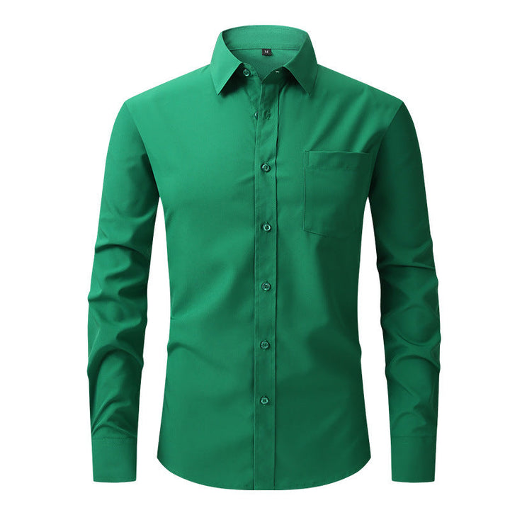 Crisp white men's tailored shirt, button-down, suitable for professional business wear.
