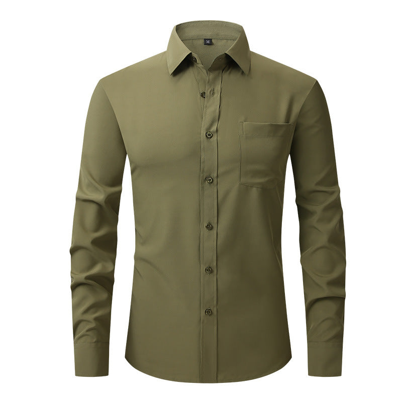 Stylish men's business dress shirt, pure white, with a comfortable tailored fit.