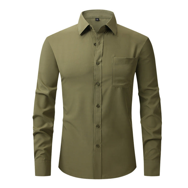 Stylish men's business dress shirt, pure white, with a comfortable tailored fit.