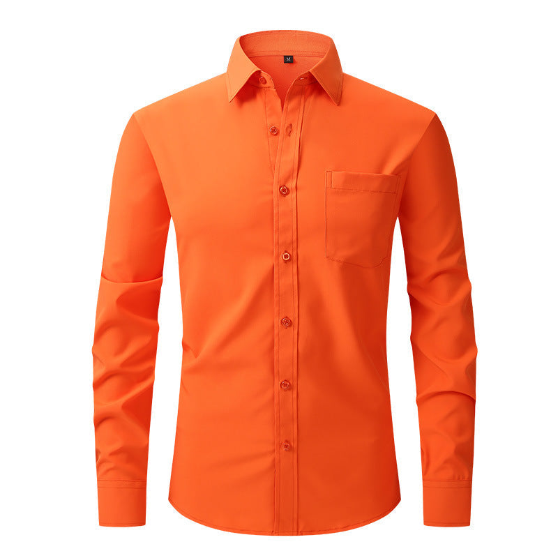 Elegant men's solid color shirt, professional long sleeve design for formal office attire.