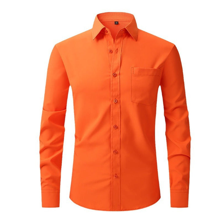 Versatile long-sleeve men's workwear shirt, solid color, professional and elegant.