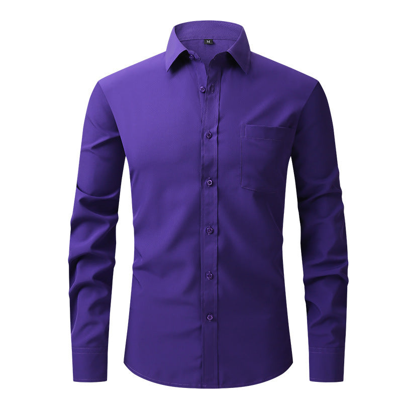 Stylish men's business shirt, crisp white with a tailored fit for formal occasions.