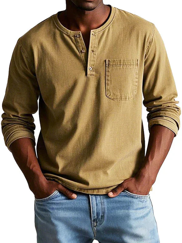 Elijah men's button neck shirt, ideal for comfortable everyday style