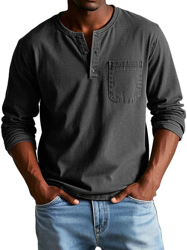 The perfect men's button neck shirt for versatile and comfortable wear
