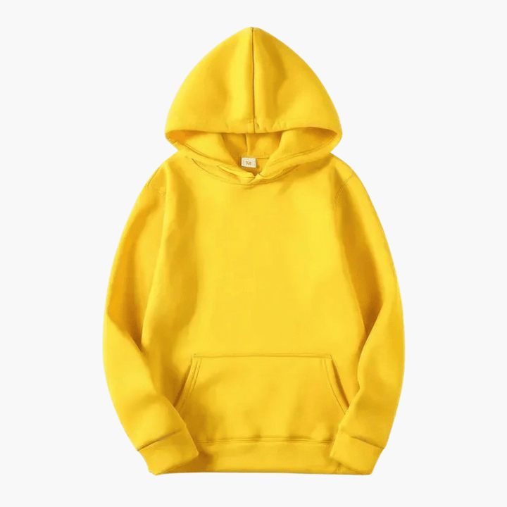 A man layering a casual men's hoodie over a t-shirt for a relaxed look