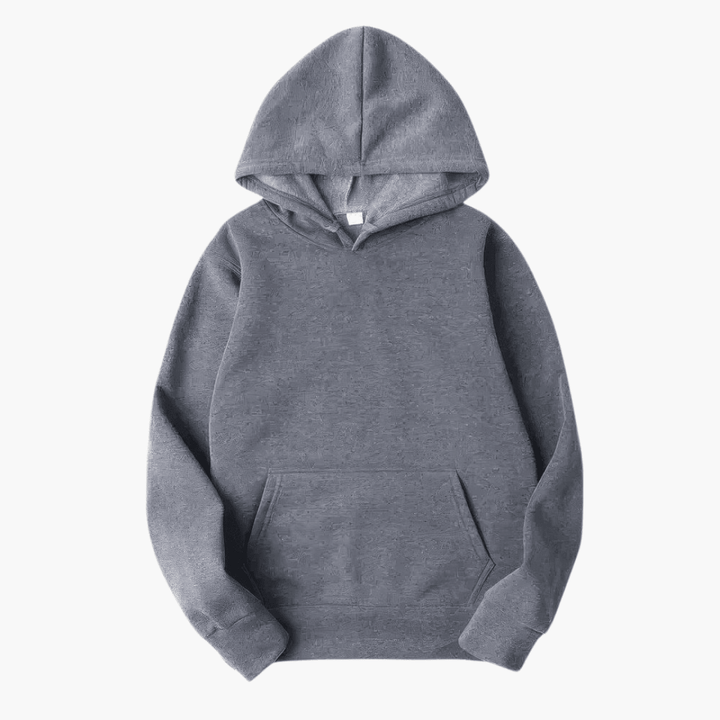 Front detail of a men's comfortable everyday wear hoodie with a spacious pocket
