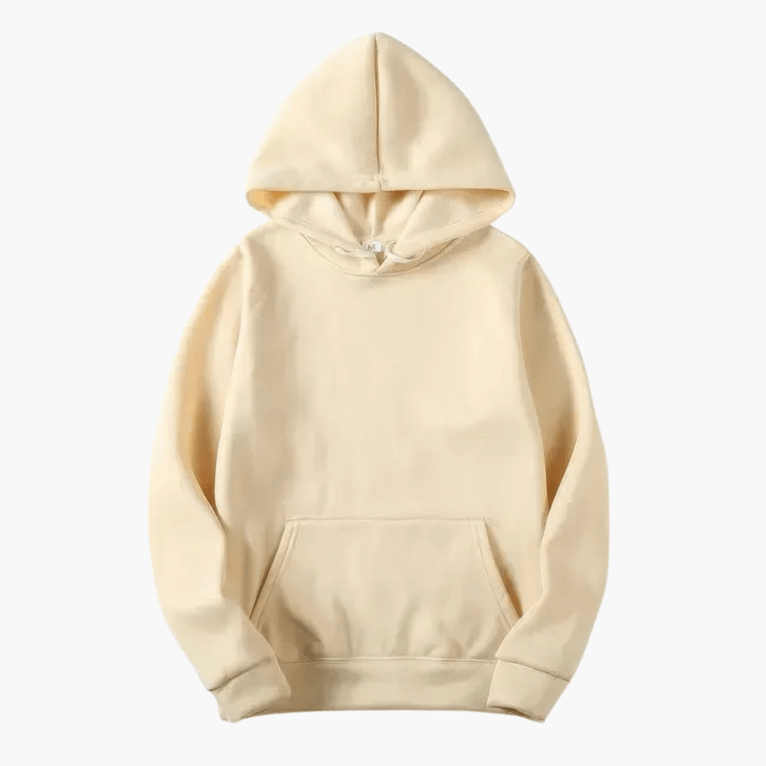 Lifestyle shot of a man in a relaxed fit hoodie, showcasing its comfortable feel