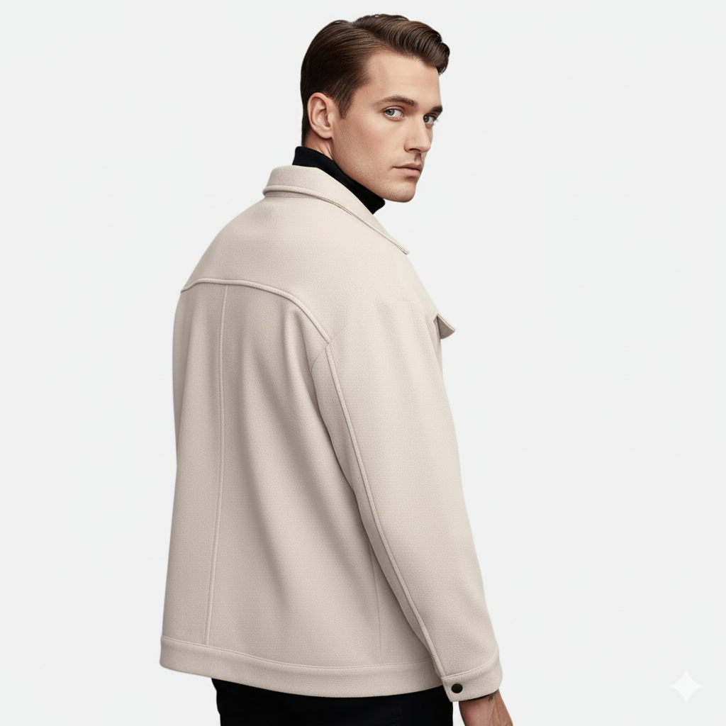 Lightweight men's tailored jacket, European style. Versatile outerwear perfect for smart casual spring looks.
