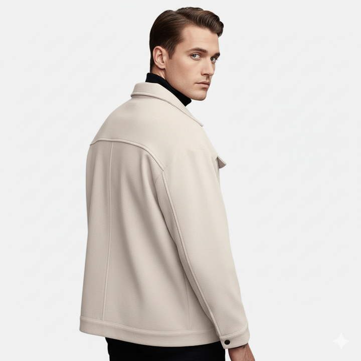 Lightweight men's tailored jacket, European style. Versatile outerwear perfect for smart casual spring looks.