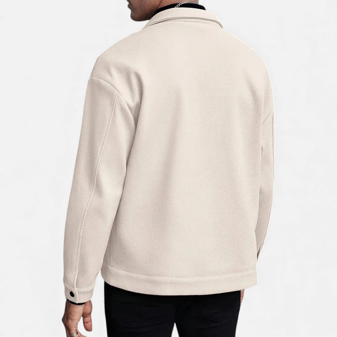 Smart casual men's jacket, European tailored fit. Versatile lightweight outerwear for sophisticated spring & fall.