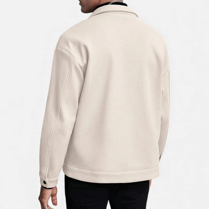 Smart casual men's jacket, European tailored fit. Versatile lightweight outerwear for sophisticated spring & fall.