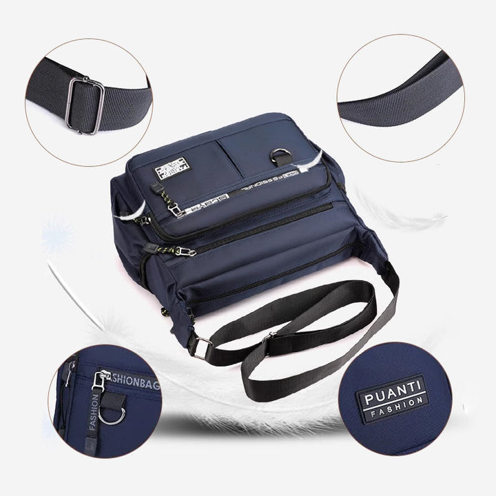 Stylish men's crossbody messenger bag, ideal for travel and daily carry, versatile.