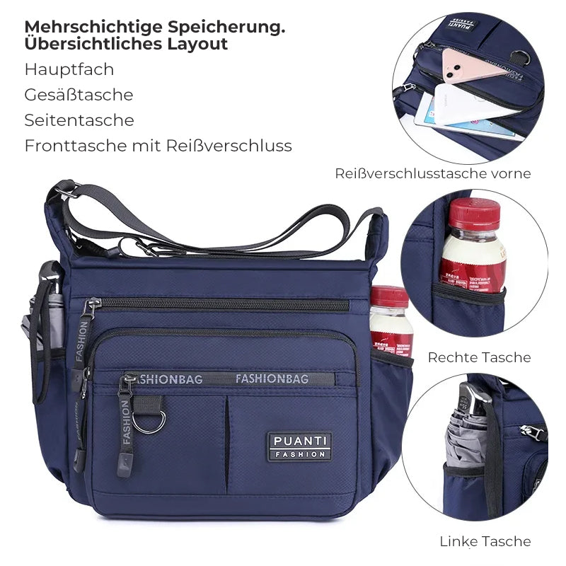 Durable waterproof men's messenger bag, multi-pocket design for everyday versatility.