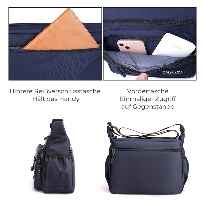 Travel-friendly men's sling bag with multiple secure pockets, durable and waterproof.