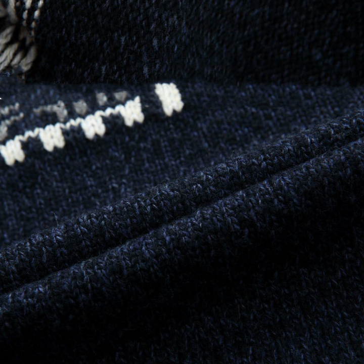 Comfortable men's Fair Isle zip-up jacket. Stylish outerwear for men, ideal for casual fall & winter outfits.