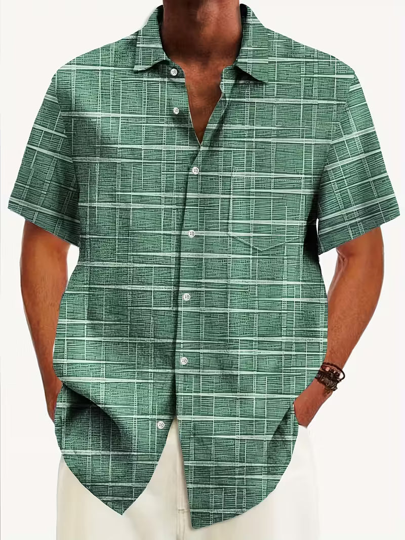 Men's Felix classic short sleeve button up summer shirt with a relaxed fit for casual warm weather wear.
