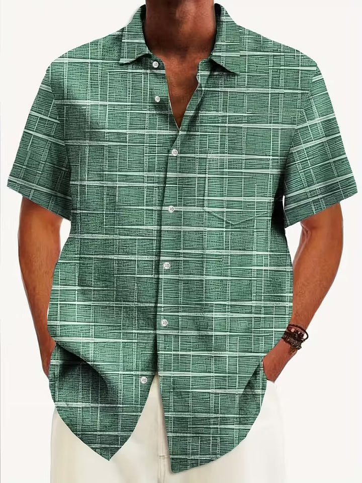 Men's Felix classic short sleeve button up summer shirt with a relaxed fit for casual warm weather wear.