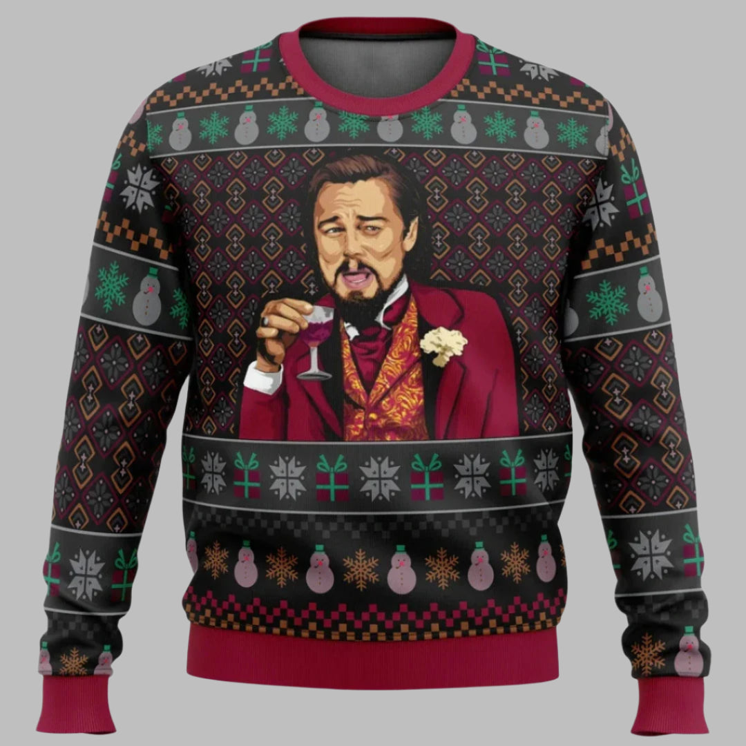 Cozy men's 3D Christmas sweater. Long-sleeve festive holiday apparel for casual wear & winter parties. Vibrant.
