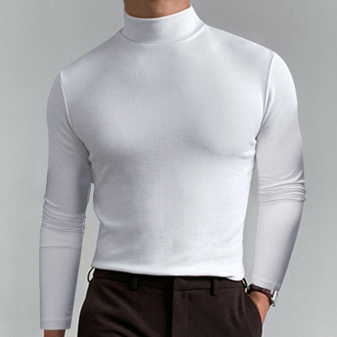 Elegant yet casual: Men's fine cotton blend turtleneck for any occasion.