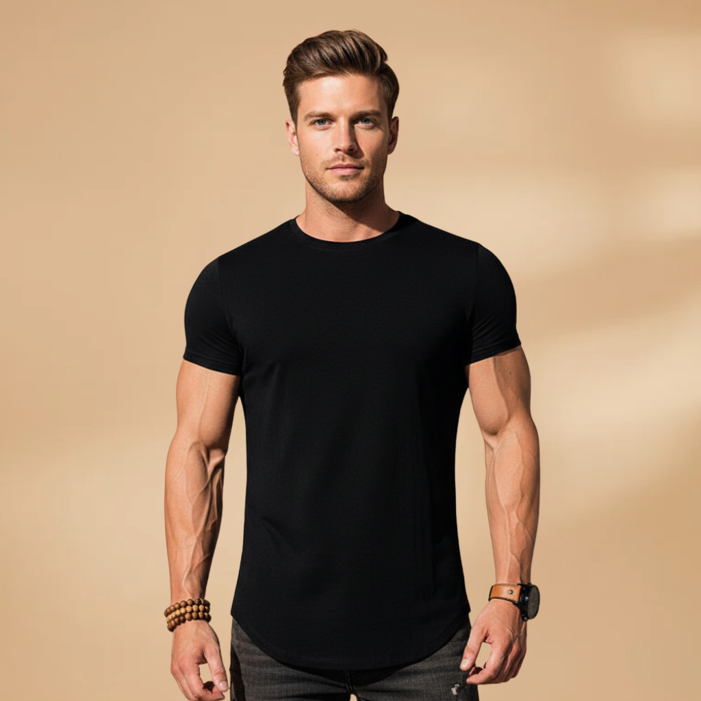 Athletic men's gym shirt, fitted cut for optimal training & sportswear comfort. Quick-dry performance tee.