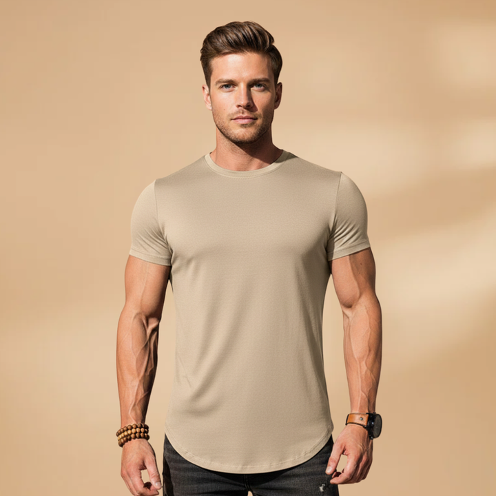 Performance men's fitness tee. Quick-dry, fitted cut activewear for gym, training & sports.