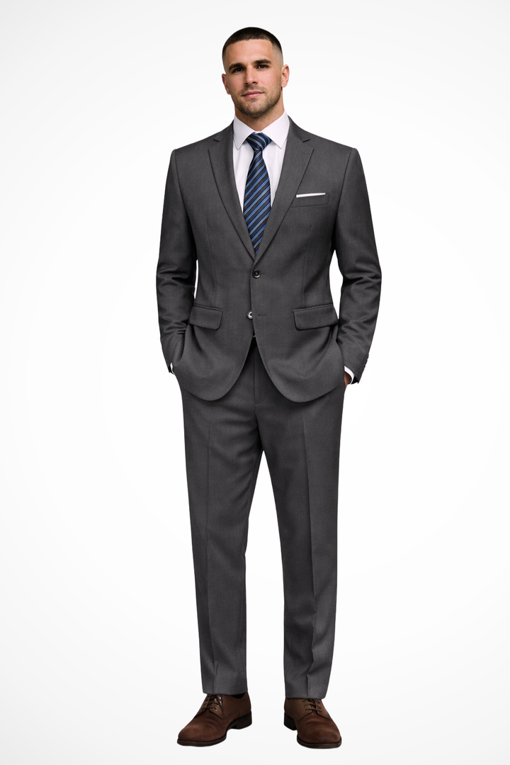 Sharp navy blue men's formal two-piece suit, perfect for events