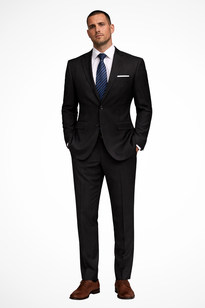 Tailored fit men's suit, ideal for wedding guests and formal occasions