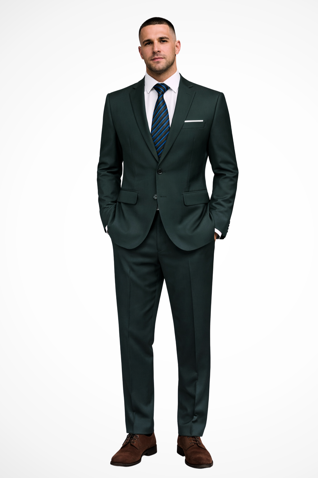 Complete formal wear set: men's blazer and dress pants for wedding guests