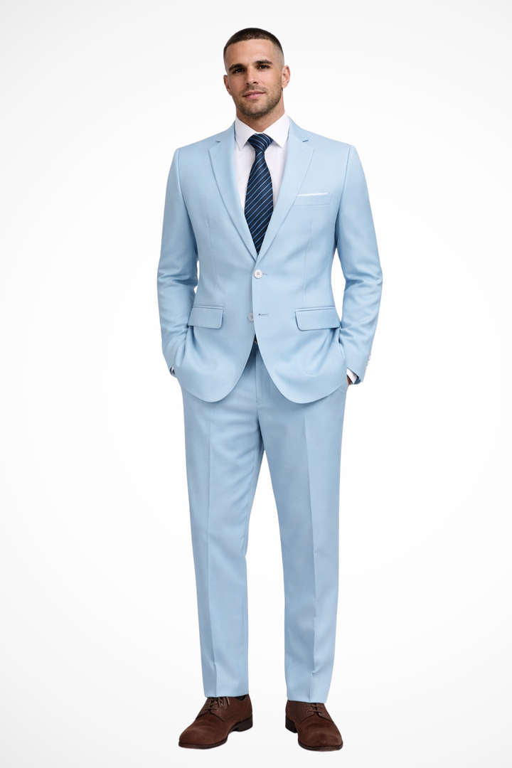 Stylish notch lapel suit for men, offering a sophisticated silhouette