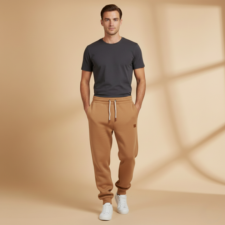 Men's athletic trousers, fleece lined for extra warmth and comfort.