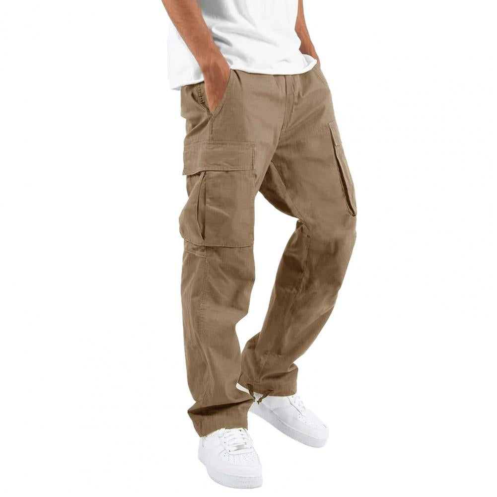 New men's multi-pocket cargo trousers, designed for flexibility and style in various casual and outdoor activities.
