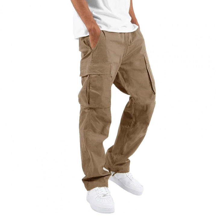 New men's multi-pocket cargo trousers, designed for flexibility and style in various casual and outdoor activities.