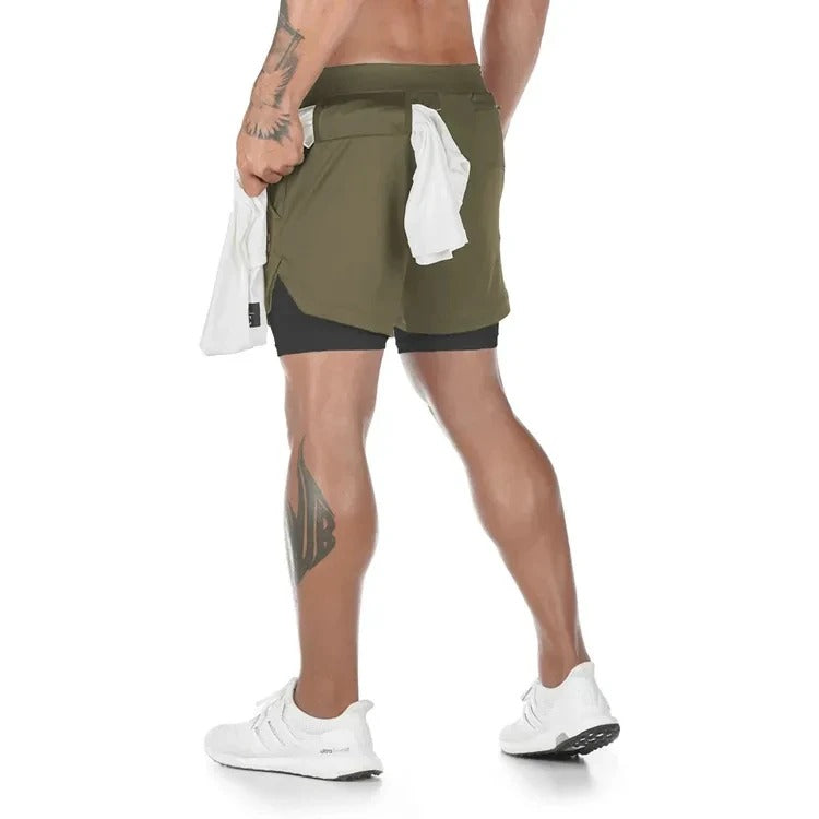 Men's activewear shorts, FlexStride, moisture-wicking for superior running performance.