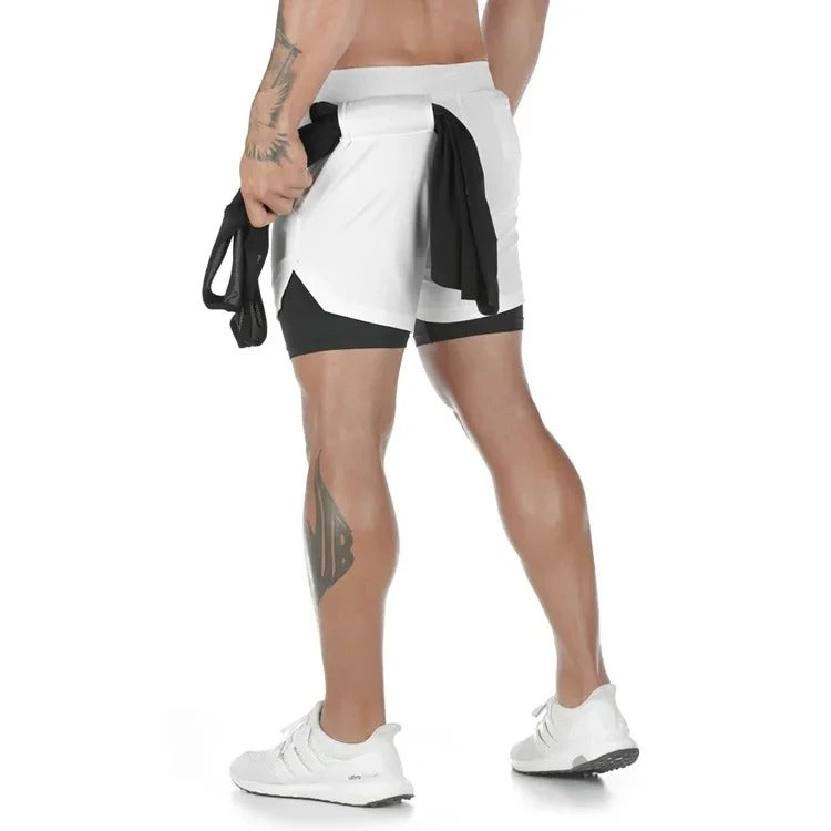 Flexible men's gym shorts, FlexStride, ideal for sports & intense workouts.