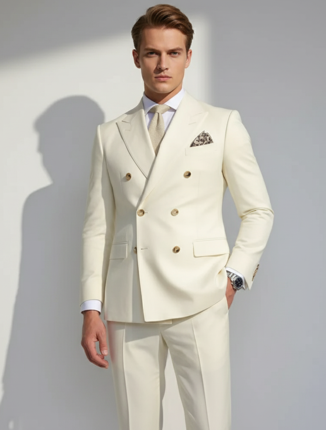 Men's Formal Double Breasted Two-Piece Suit Set