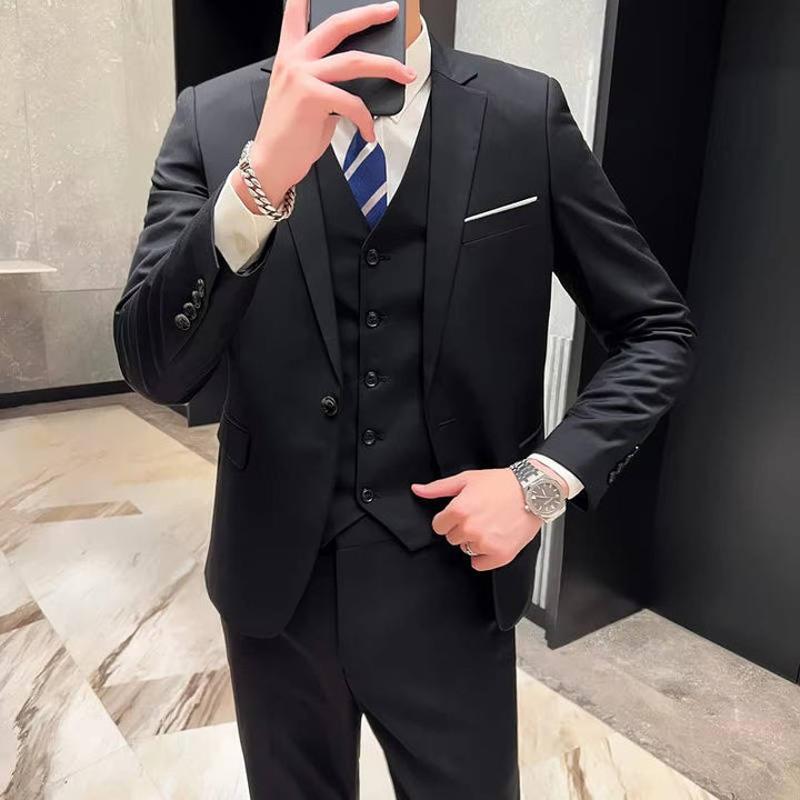 Men's formal three-piece suit, featuring a stylish notch lapel, for a polished look.