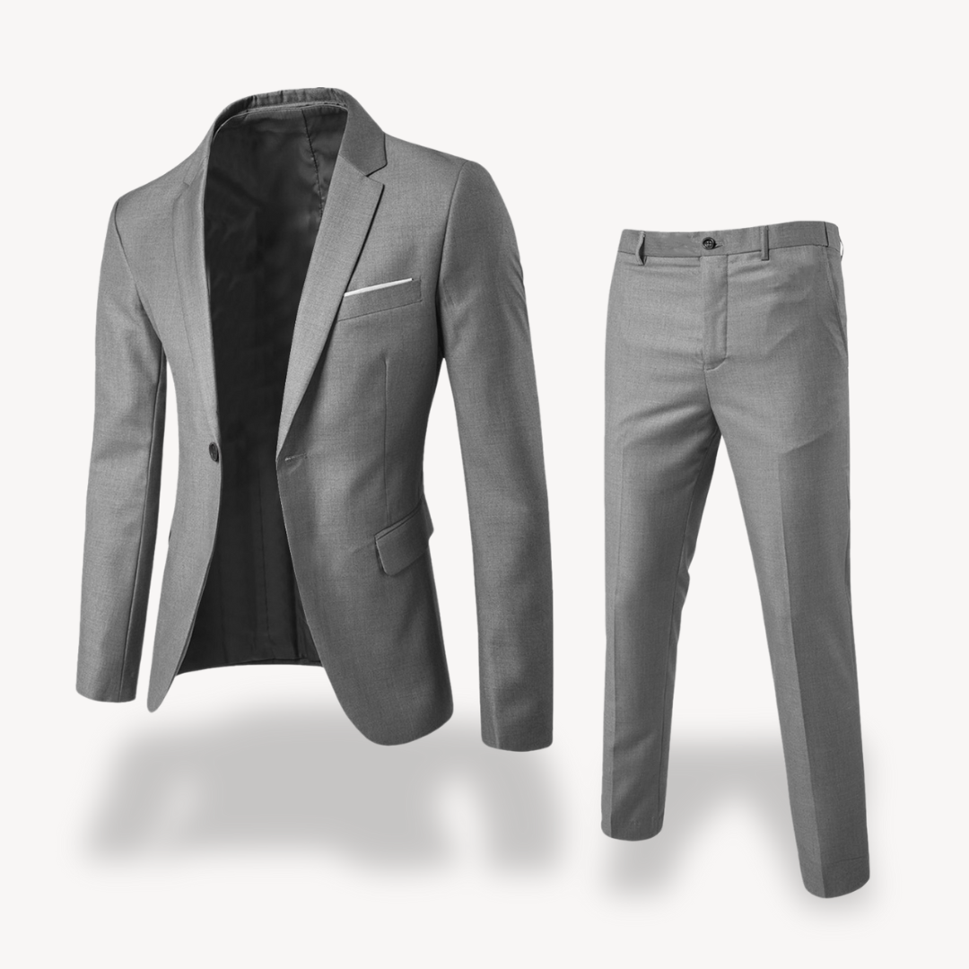 Premium men's formal suit set: a two-piece with a sleek blazer & elegant pants for special occasions.