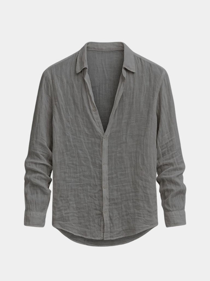 Breathable men's Franklin long sleeve shirt. Casual collared top designed for summer comfort & everyday style.