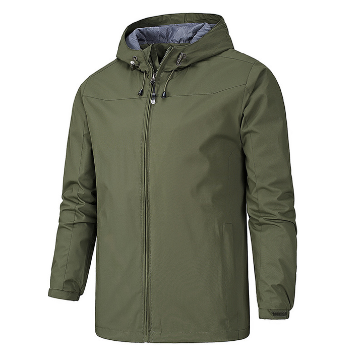 Cozy men's hooded jacket with full zip, essential for fall fashion & winter comfort. Soft outerwear with a drawstring hood.