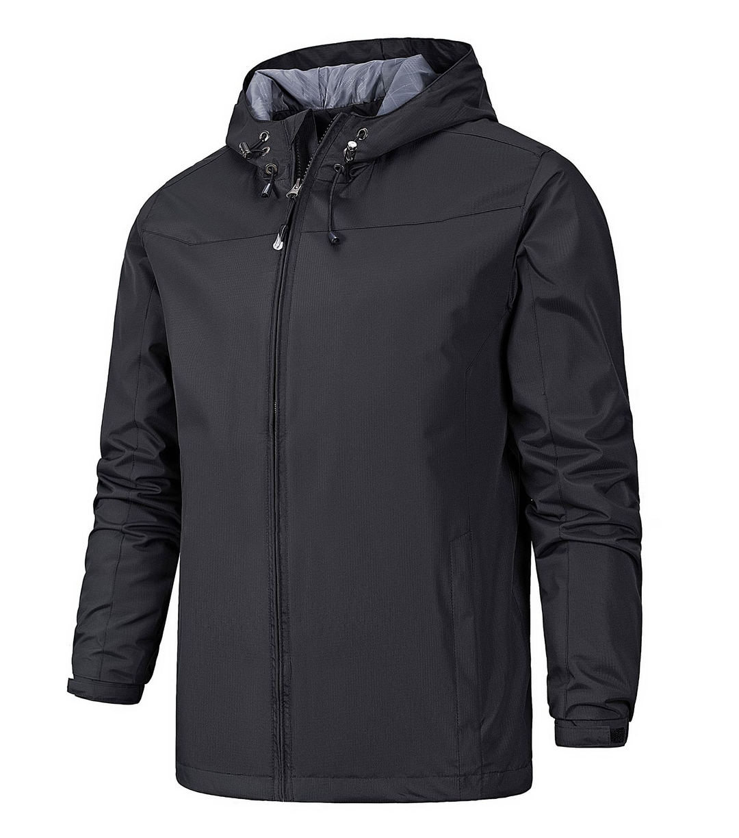 Classic men's full zip hooded jacket. Features a practical drawstring hood & comfortable fit for versatile fall outerwear.