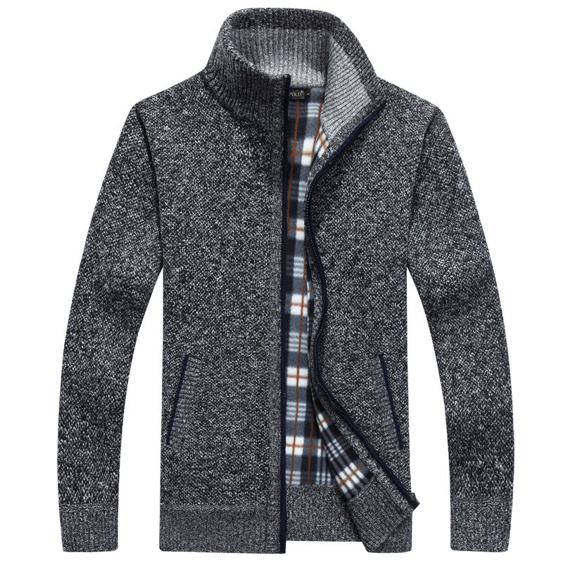 Warm men's full zip jacket, cozy plaid lining. Perfect for winter layering & outdoor.