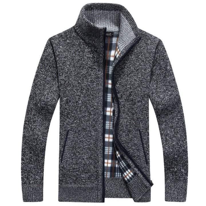 Warm men's full zip jacket, cozy plaid lining. Perfect for winter layering & outdoor.