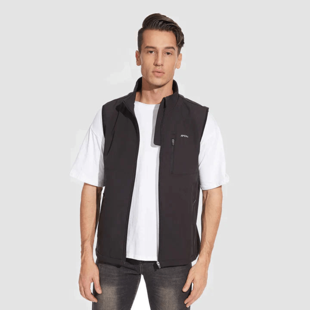Men's full zip lightweight vest for versatile layering. Ideal for outdoor activities or casual wear.