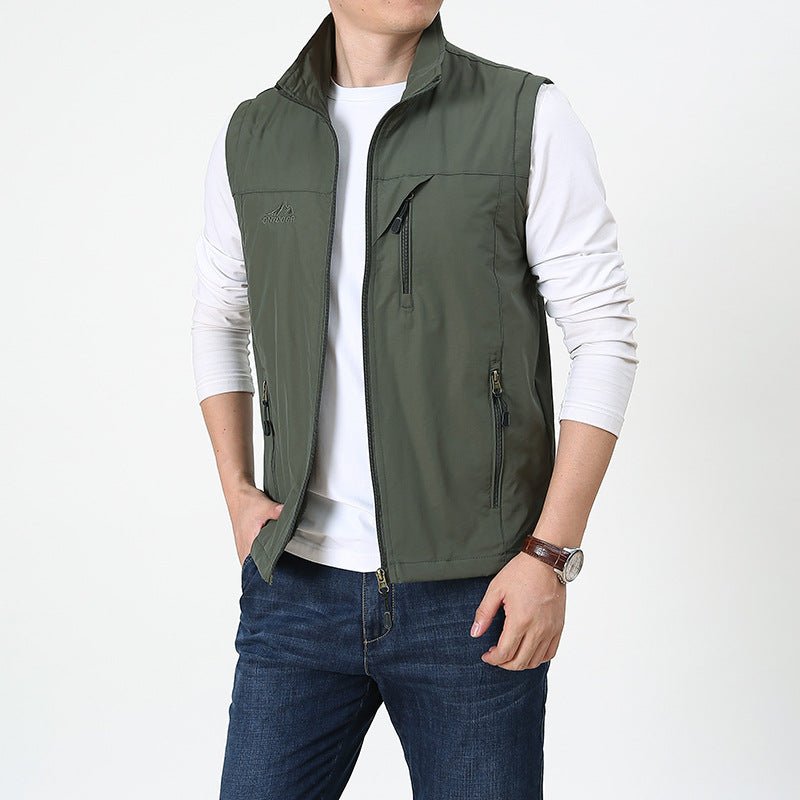 Stylish men's full zip lightweight vest. Great layering piece for men's fashion, casual or outdoor gear.