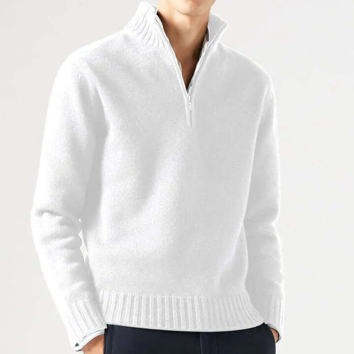 Men's full-zip sweater in classic gray, perfect for versatile casual wear & everyday comfort.